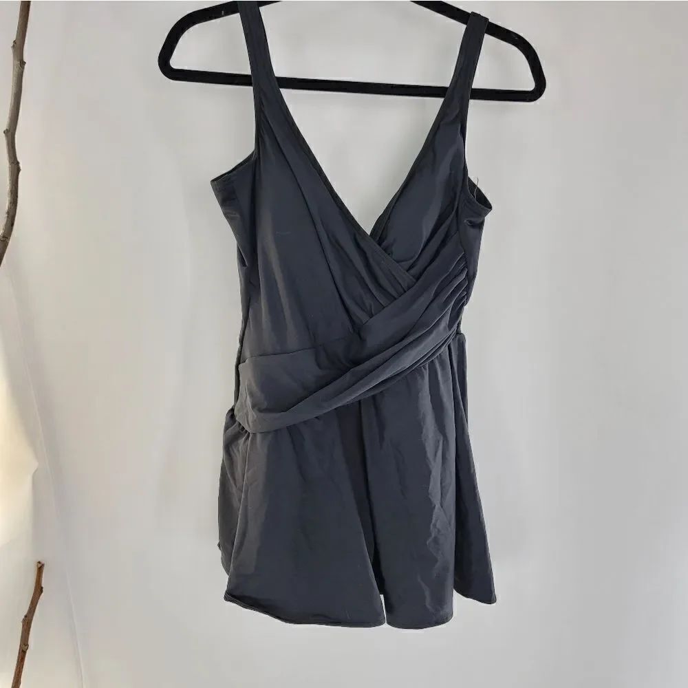 Miraclesuit black skirted one piece swim